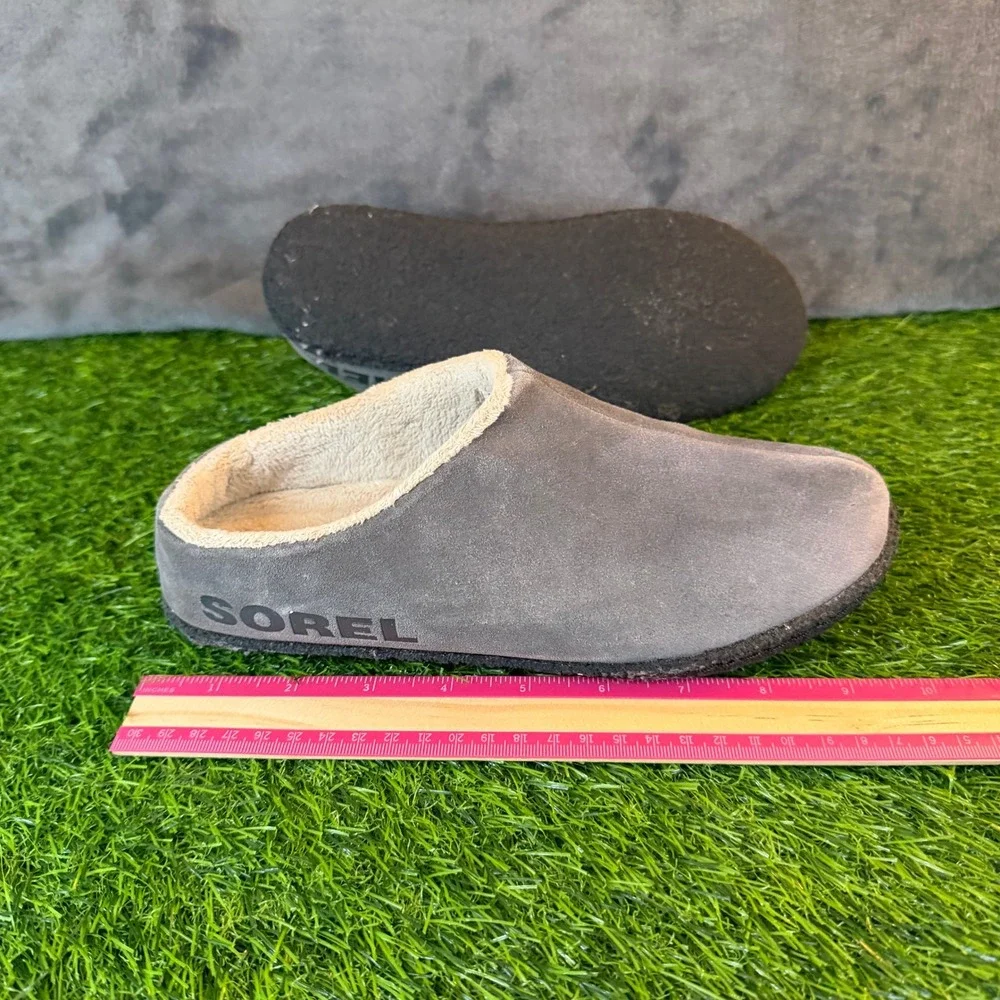 Sorel Kids Lanner Ridge II Gray Suede Shearling Lined Clog Slippers Youth Size 5